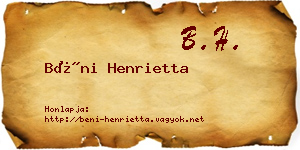 Béni Henrietta névjegykártya